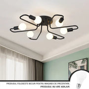 Modernistická luster Hexa 6, 6x E27, čierny, moderný dizajn