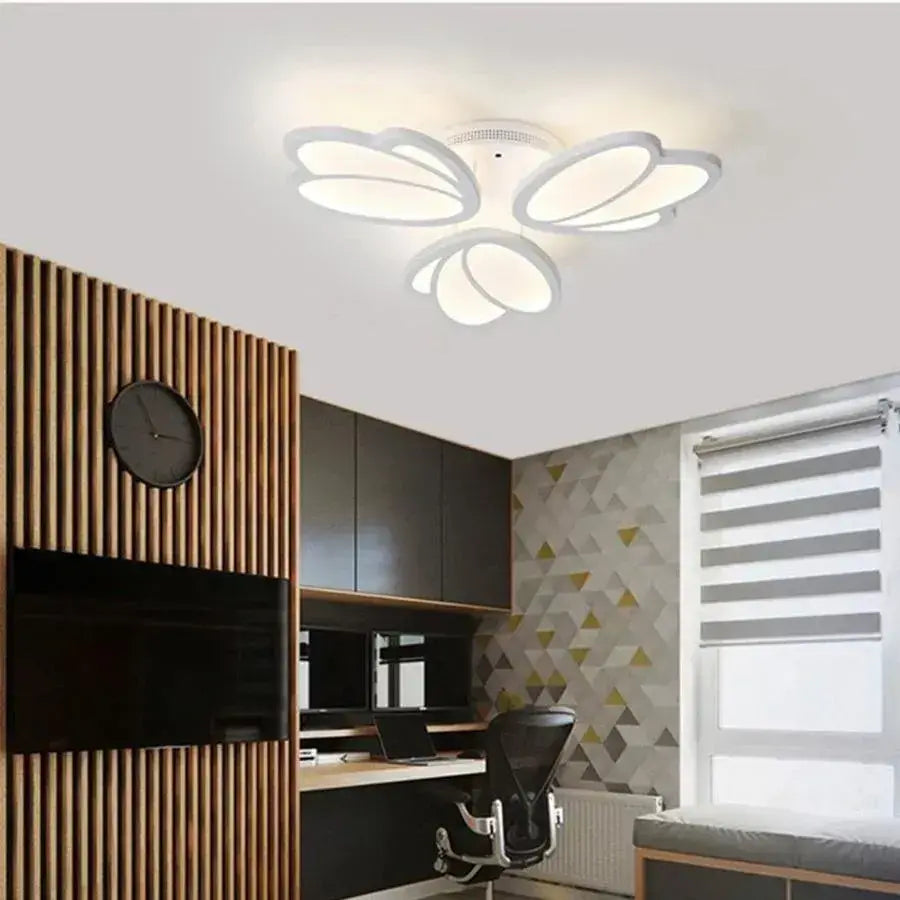 LED luster s diaľkovým ovládaním tulipánu, 47 W, 3 okvetné lístky, studené/horúce/neutrálne svetlo, nestabilné, biele