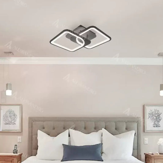 LED luster s diaľkovým ovládaním, Zoe, 2 štvorce, 39 W, studené/horúce/neutrálne svetlo, nemilosrdné, čierne