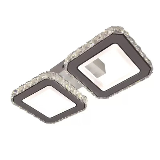 LED luster s diaľkovým ovládaním a krištáľovým QUADRIS 41W, 2 štvorce, studené/teplé/neutrálne svetlo, stmievateľné, biely krištáľový LED luster Predvolený názov Alessandro Design
