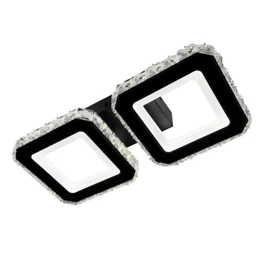 Luster LED s diaľkovým ovládaním štvorkolky, 24 W, 2 štvorce, studené/horúce/neutrálne svetlo, nestabilné, čierne