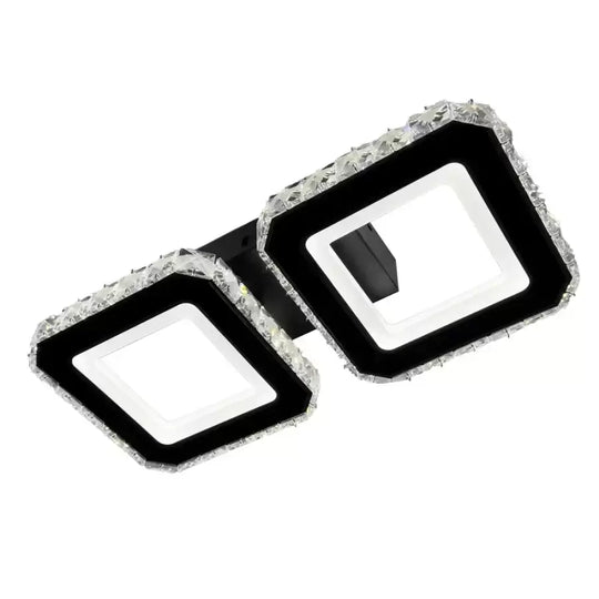 Krištáľový LED luster QUADRIS 41W, 2 štvorce, Studené/Teplé/Neutrálne svetlo, Čierny Krištáľový LED Luster Predvolený názov Alessandro Design