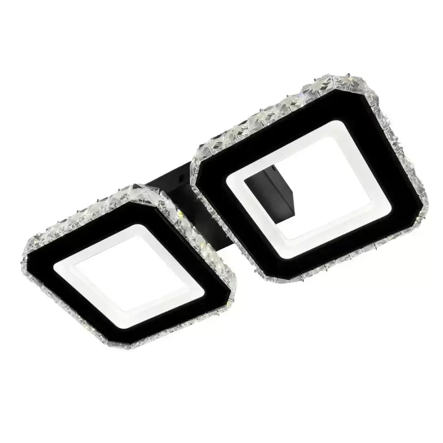 Luster LED s diaľkovým ovládaním štvorkolky, 24 W, 2 štvorce, studené/horúce/neutrálne svetlo, nestabilné, čierne