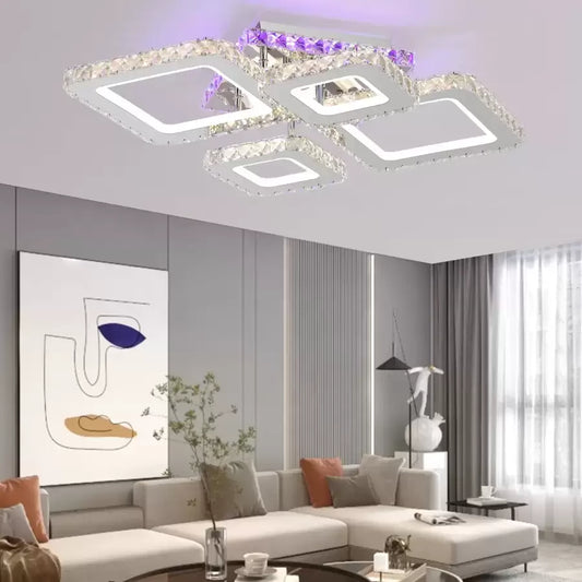 Lust Led Nova Rhomba s kryštálmi, 4 svetelné zdroje, RGB, diaľkové ovládanie, 60 W, lesklý chróm