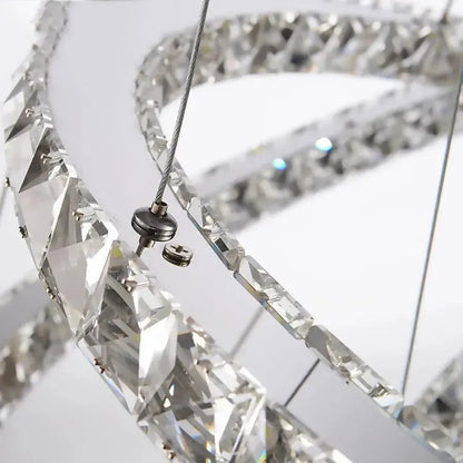 Lulus Led Prism Luminis, Crystal and Metal, 4 kruhy, smoiera, nastaviteľná výška, studené/teplé/neutrálne svetlo, luxusné osvetlenie