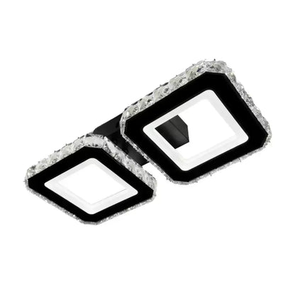 Luster LED s diaľkovým ovládaním štvorkolky, 24 W, 2 štvorce, studené/horúce/neutrálne svetlo, nestabilné, čierne