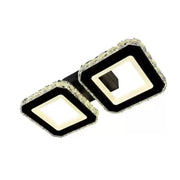 Luster LED s diaľkovým ovládaním štvorkolky, 24 W, 2 štvorce, studené/horúce/neutrálne svetlo, nestabilné, čierne