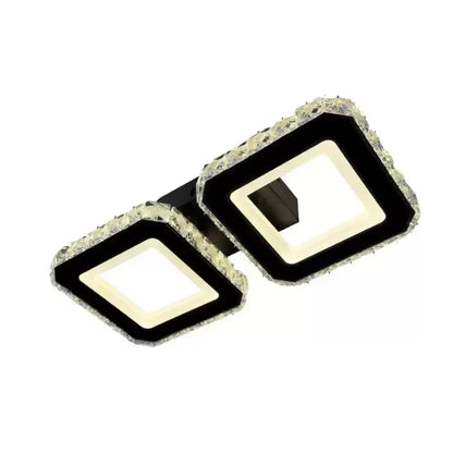 Luster LED s diaľkovým ovládaním štvorkolky, 24 W, 2 štvorce, studené/horúce/neutrálne svetlo, nestabilné, čierne