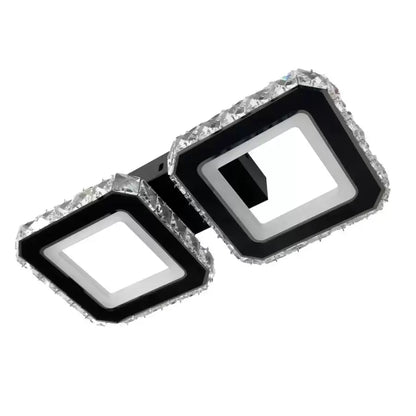 Luster LED s diaľkovým ovládaním štvorkolky, 24 W, 2 štvorce, studené/horúce/neutrálne svetlo, nestabilné, čierne