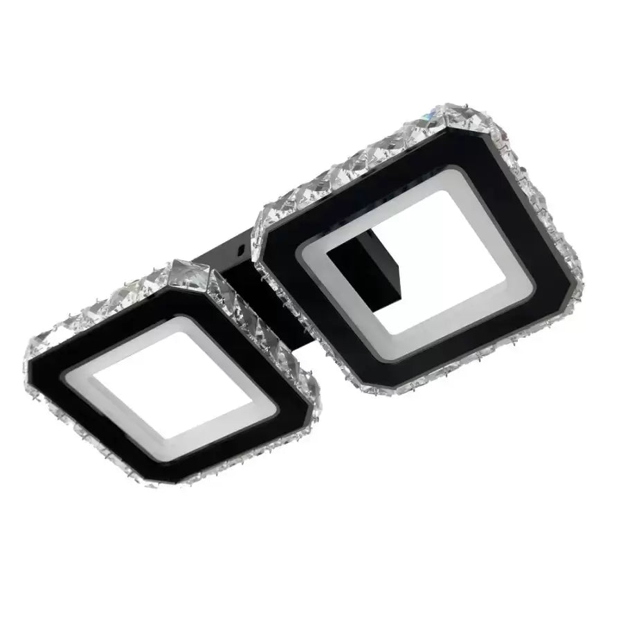 Luster LED s diaľkovým ovládaním štvorkolky, 24 W, 2 štvorce, studené/horúce/neutrálne svetlo, nestabilné, čierne