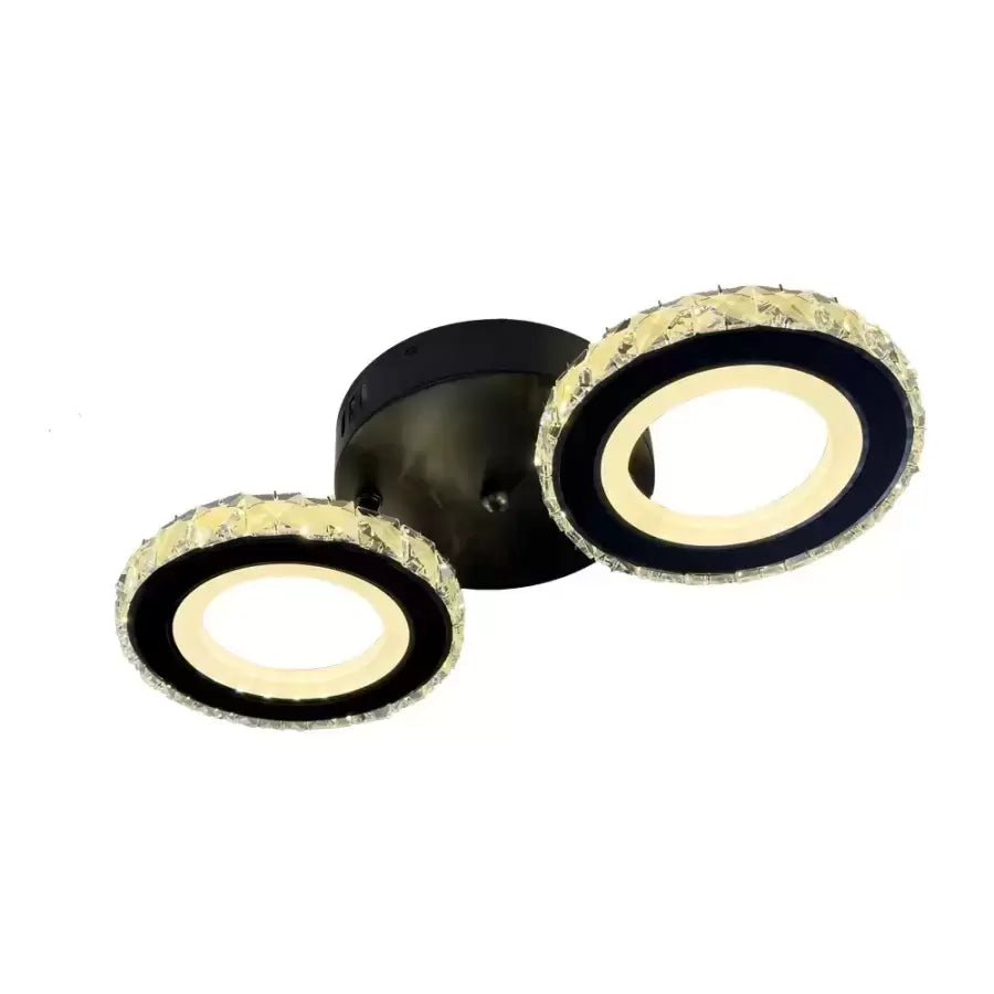 Lust Led Nova Rovon s kryštálmi, diaľkovým ovládaním, 2 svetelnými zdrojmi, 29W, čiernou a nerezou