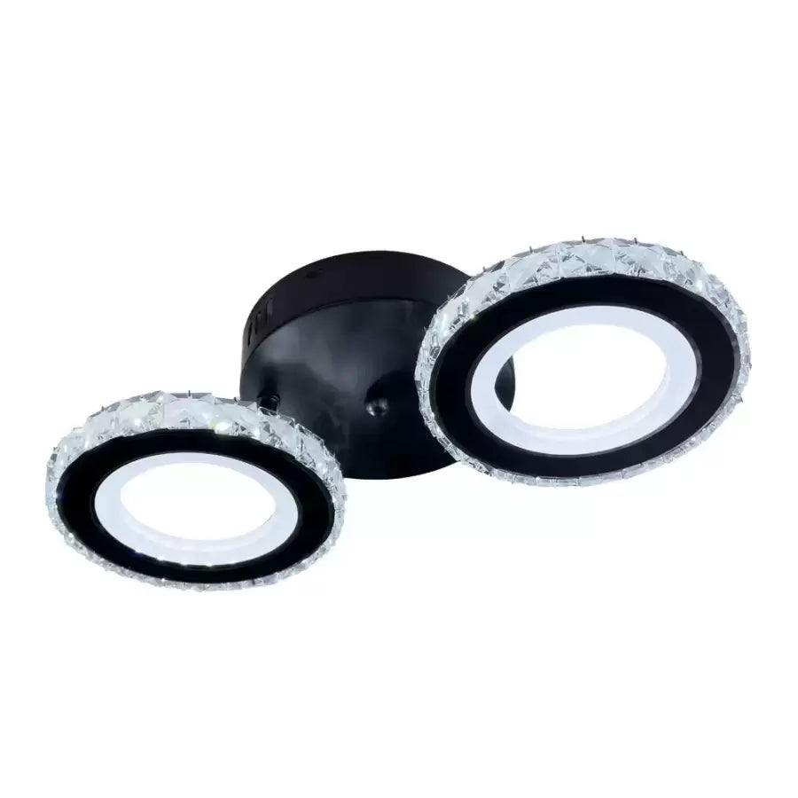 Lust Led Nova Rovon s kryštálmi, diaľkovým ovládaním, 2 svetelnými zdrojmi, 29W, čiernou a nerezou