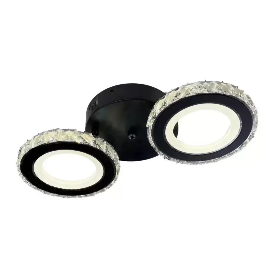 Lust Led Nova Rovon s kryštálmi, diaľkovým ovládaním, 2 svetelnými zdrojmi, 29W, čiernou a nerezou