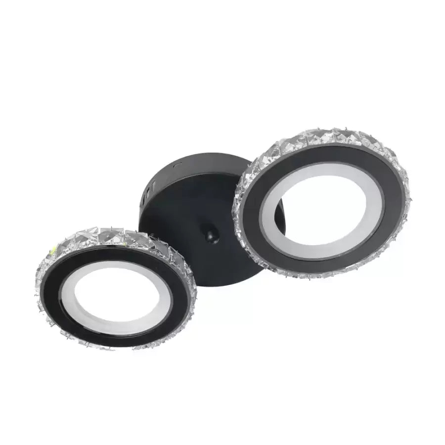 Lust Led Nova Rovon s kryštálmi, diaľkovým ovládaním, 2 svetelnými zdrojmi, 29W, čiernou a nerezou