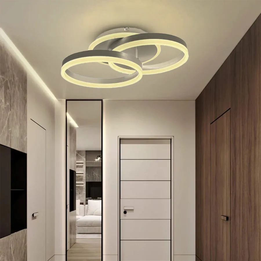 LED luster s diaľkovým ovládaním Lyra, 120 W, 2 kruhy, smú, štetcové strieborné, studené/horúce/neutrálne svetlo