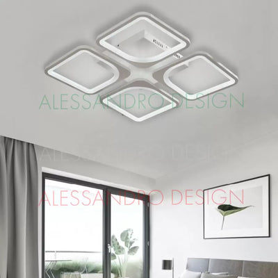 LED luster s diaľkovým ovládaním, Zoe, 4 štvorce, 52 W, studené/horúce/neutrálne svetlo, nestabilné, biele