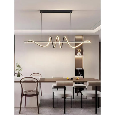 LED luster zavesený s diaľkovým ovládaním stuhy, 66 W, nastaviteľná výška, studené/horúce/neutrálne svetlo, nestabilné, čierne
