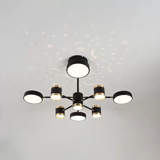LED luster s diaľkovým ovládaním NOVA 87W, 8 prvkov, studené/teplé/neutrálne svetlo, stmievateľné, čierny