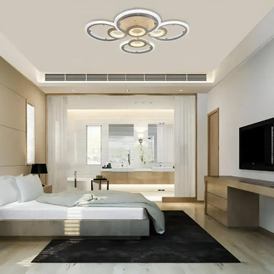 LED luster s Kadeovým diaľkovým ovládaním, 72 W, 4 kruhy, studené/horúce/neutrálne svetlo, nestabilné, biele