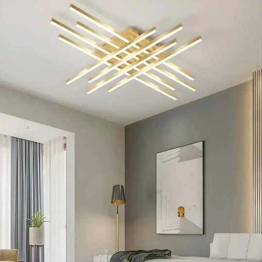 LED luster s diaľkovým ovládaním MORA 160W, 8 prvkov, lineárny, studené/teplé/neutrálne svetlo, stmievateľné, lesklé zlaté LED luster s diaľkovým ovládaním Predvolený názov Alessandro Design