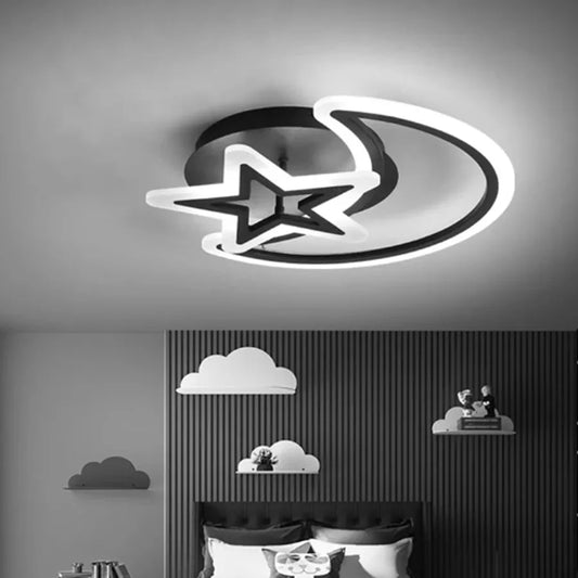 LED luster s diaľkovým ovládaním mesiaca a hviezda 78 W Cold/Hot/Black Neutrál čierna