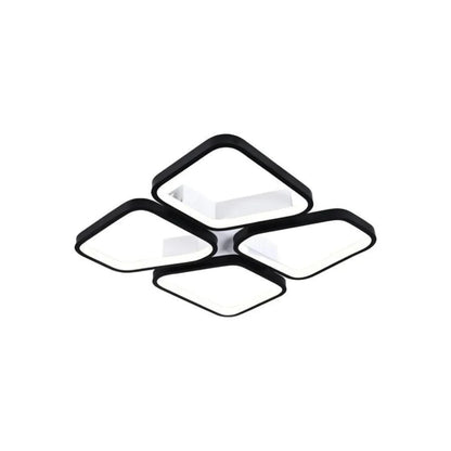 LED luster s diaľkovým ovládaním Daiki, 79 W, 4 štvorce, studené/horúce/neutrálne svetlo, nemilosrdné, čierne