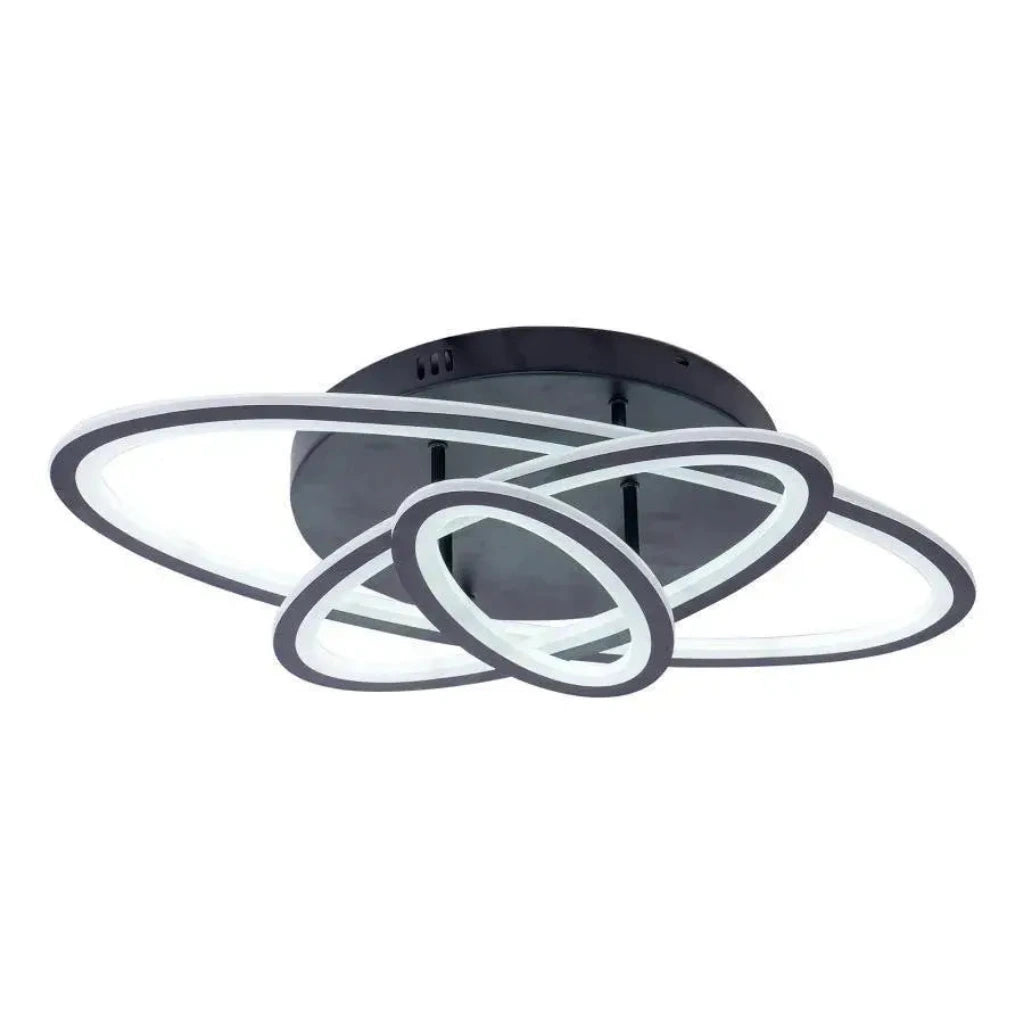 LED luster s gentianom diaľkovým ovládaním, 75 W, 3 elipsy, studené/horúce/neutrálne svetlo, nestabilné, čierne