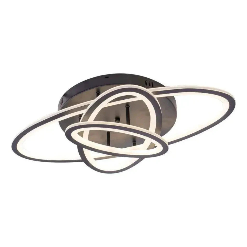 LED luster s gentianom diaľkovým ovládaním, 75 W, 3 elipsy, studené/horúce/neutrálne svetlo, nestabilné, čierne