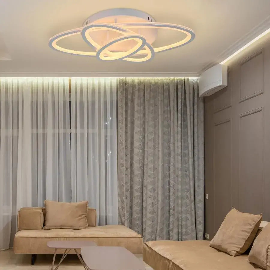 LED luster s gentianom diaľkovým ovládaním, 75 W, 3 elipsy, studené/horúce/neutrálne svetlo, nestabilné, biele