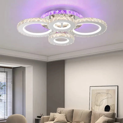 Lulus viedol Nova Rondoda s kryštálmi, 4 svetelné zdroje, RGB, s diaľkovým ovládaním, 72 W, lesklý chróm