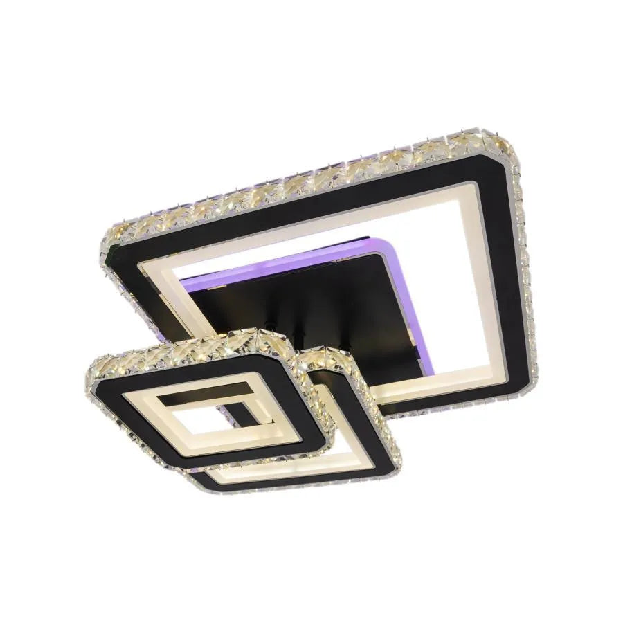 Lulus viedol Nova Quadria s kryštálmi, 3 svetelné zdroje, RGB, s diaľkovým ovládaním, 154 W, Black & Cadless