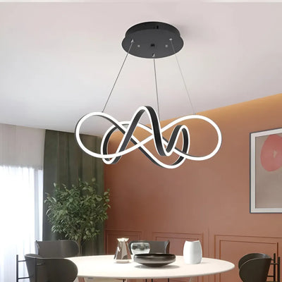 LED luster zavesený s diaľkovým ovládaním nekonečna, 138 W, nastaviteľná výška, studené/horúce/neutrálne svetlo, nestabilné, čierne