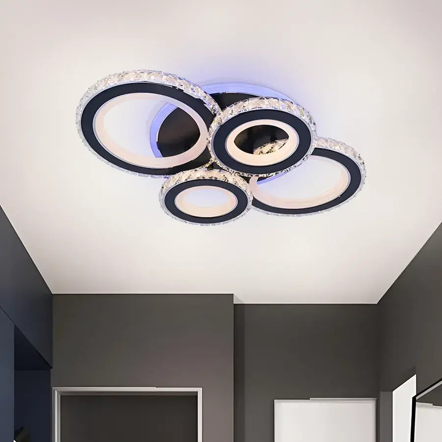 LED LED Nova Rovon s kryštálmi, 4 svetelnými zdrojmi, RGB, s diaľkovým ovládaním, 68 W, Black & Stain