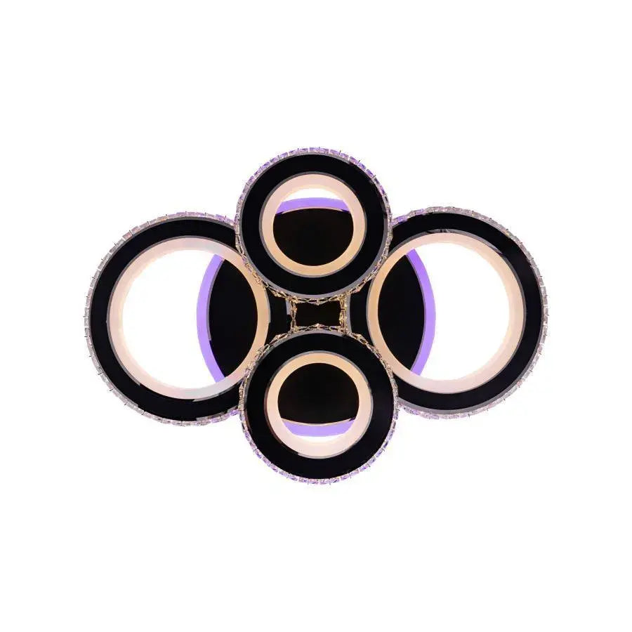 LED LED Nova Rovon s kryštálmi, 4 svetelnými zdrojmi, RGB, s diaľkovým ovládaním, 68 W, Black & Stain