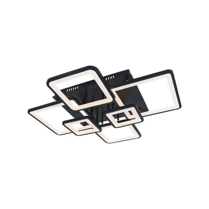 LED luster s diaľkovým ovládaním, Ella, 6 štvorcov, 114 W, studené/horúce/neutrálne svetlo, nemilosrdné, čierne