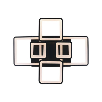 LED luster s diaľkovým ovládaním, Ella, 6 štvorcov, 114 W, studené/horúce/neutrálne svetlo, nemilosrdné, čierne