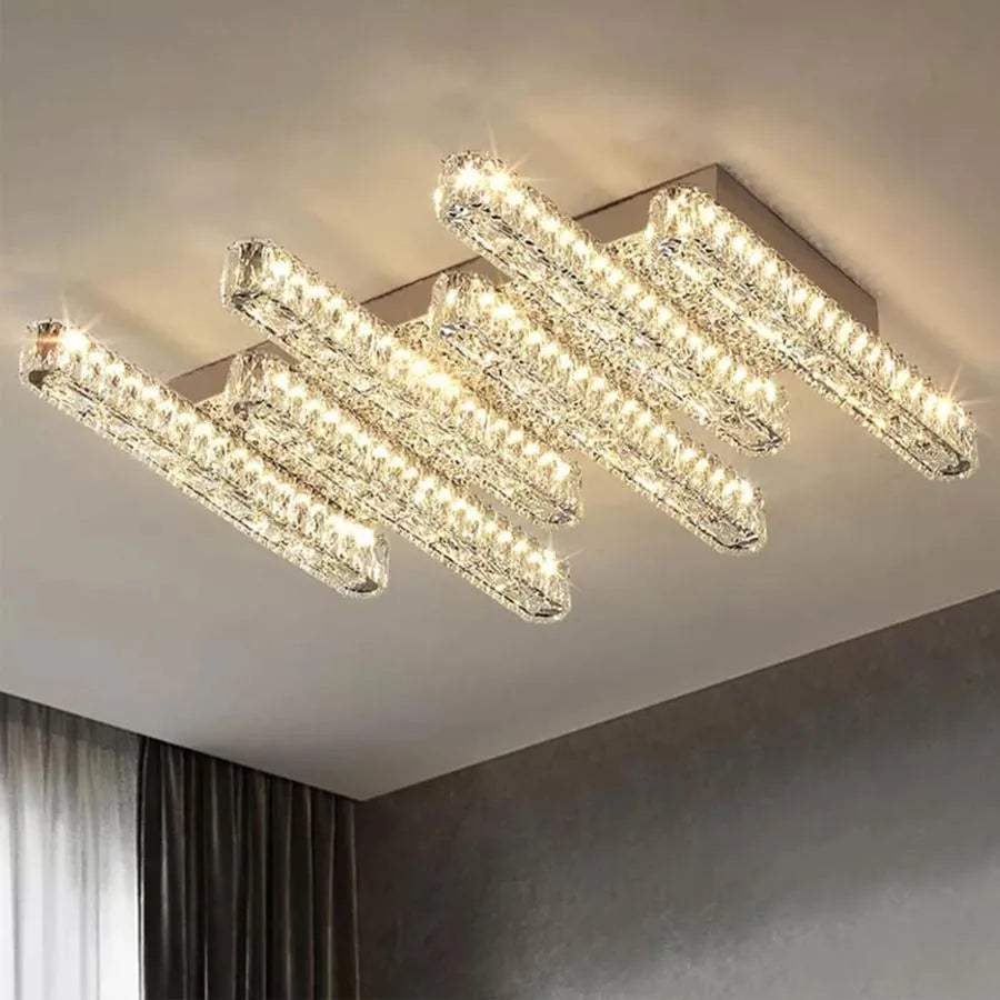 Candelabru LED Priscila, s diaľkovým ovládaním, 216 W, kryštál, lesklý chróm, odpad, horúce/studené/neutrálne svetlo