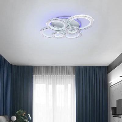 Lulus viedol Nova Rondra s kryštálmi, 6 svetelnými zdrojmi, RGB, s diaľkovým ovládaním, 154 W, bielym a nerezovým