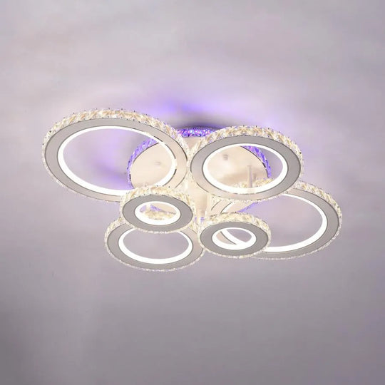 Lustra LED cu telecomanda si cristal MEILI ZAFINA RGB 238W, 6 Cercuri, lumina Rece/Calda/Neutra, Dimabila, Alb Lustre LED Cristal Default Title Alessandro Design