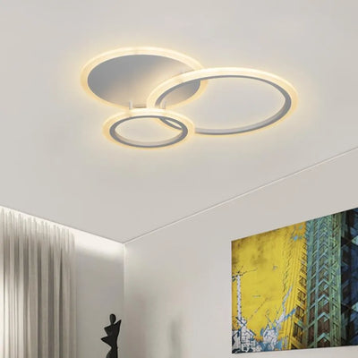 LED luster s diaľkovým ovládaním Lucy, 52 W, 3 kruhy, studené/horúce/neutrálne svetlo, nestabilné, biele