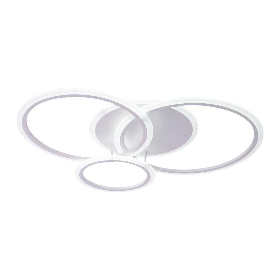LED luster s diaľkovým ovládaním Lucy, 70 W, 4 kruhy, studené/horúce/neutrálne svetlo, nestabilné, biele