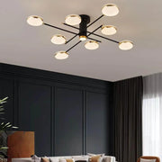 LED luster s diaľkovým ovládaním a krištáľom MISEL 154W, 9 prvkov, studené/teplé/neutrálne svetlo, stmievateľné, čierne zlato