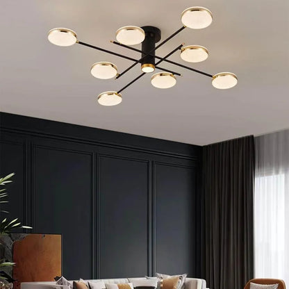 LED luster s diaľkovým ovládaním a krištáľom MISEL 154W, 9 prvkov, studené/teplé/neutrálne svetlo, stmievateľné, čierne zlato