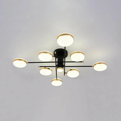 LED luster s diaľkovým ovládaním a krištáľom MISEL 154W, 9 prvkov, studené/teplé/neutrálne svetlo, stmievateľné, čierne zlato