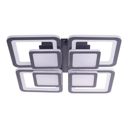 LED luster so sezamovým diaľkovým ovládaním, 77 W, 4 štvorce, studené/horúce/neutrálne svetlo, nestabilné, čierne