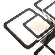 LED luster so sezamovým diaľkovým ovládaním, 77 W, 4 štvorce, studené/horúce/neutrálne svetlo, nestabilné, čierne