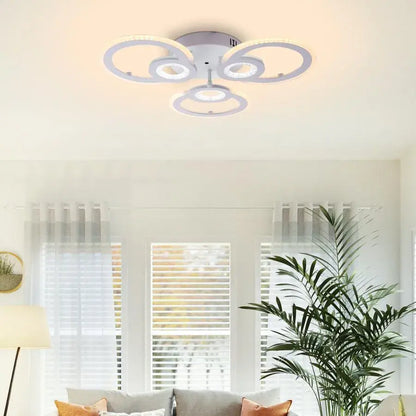 LED luster s diaľkovým ovládaním Kade, 80 W, 3 kruhy, studené/horúce/neutrálne svetlo, nestabilné, biele