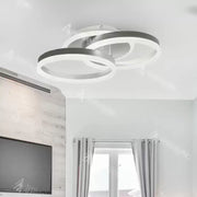 LED luster s diaľkovým ovládaním Lyra, 120 W, 2 kruhy, smú, štetcové strieborné, studené/horúce/neutrálne svetlo