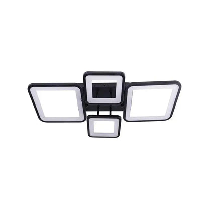 LED luster s diaľkovým ovládaním, ella, 4 štvorce, 88 W, studené/horúce/neutrálne svetlo, nestabilné, čierne