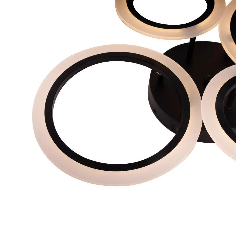 LED túžba s diaľkovým ovládaním Nathaniel 4 Circles 44 W Cold/Hot/Neutrálna čierna